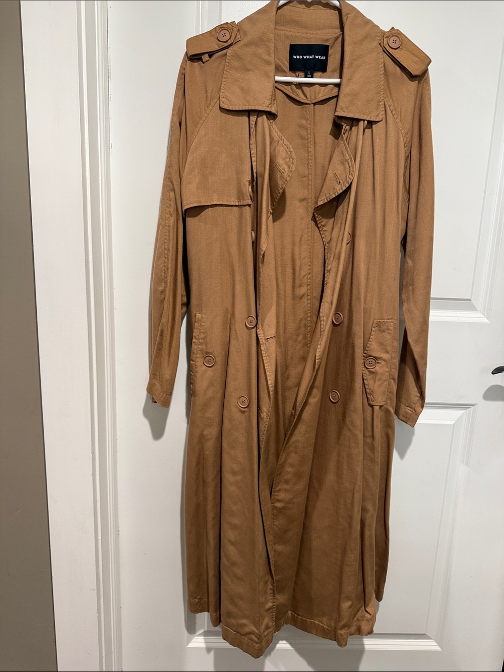 Who What Wear Tan Double-Breasted Trench Coat